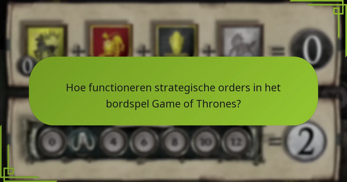 Hoe functioneren strategische orders in het bordspel Game of Thrones?